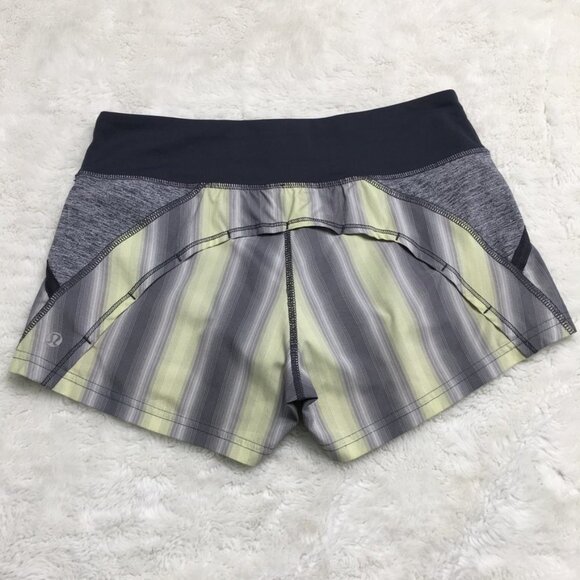 Lululemon Women’s Yellow Gray Black Striped Shorts Size 2